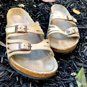 Birkenstock Granada Women's Brown Leather Double Buckle Sandals EU 38 US 7.5
